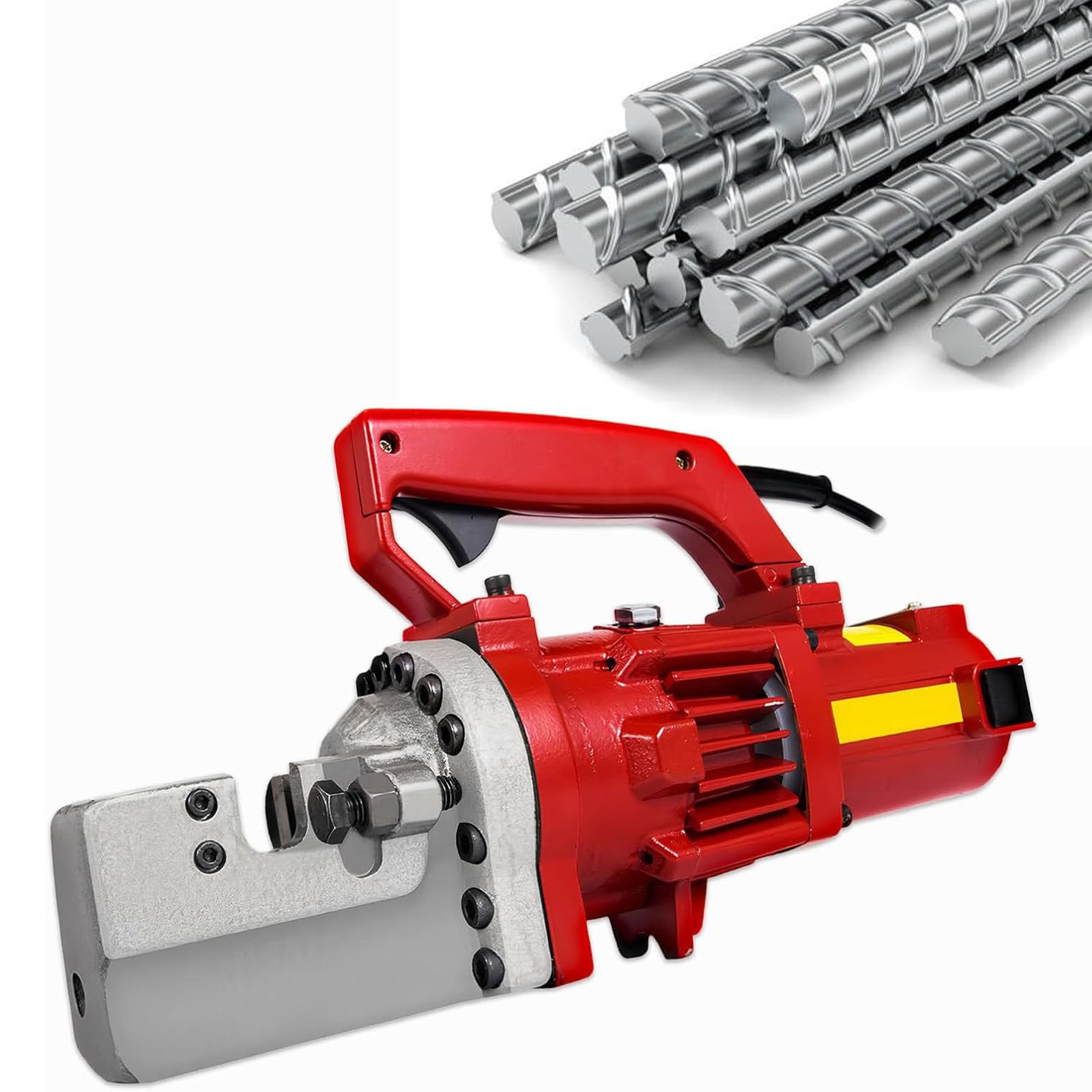 LHUITUI Electric Rebar Cutter Hydraulic, Portable Rebar Cutter Cutting, Electric Hydraulic Cutter, Low Noise, 1250W / 1700W, For Infrastructure Sites Red-1700W