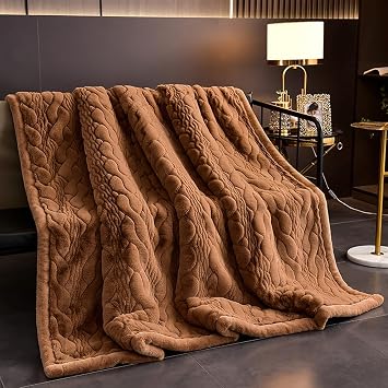 LGYKUMEG Luxury Fluffy Faux Fur Throw Blanket with Long Pile, 79"x91" Super Soft Plush Cozy Blanket and Throws for Bed, Thick Warm Fuzzy Brown Throw Blanket for Couch, Sofa,12lb,200x230cm