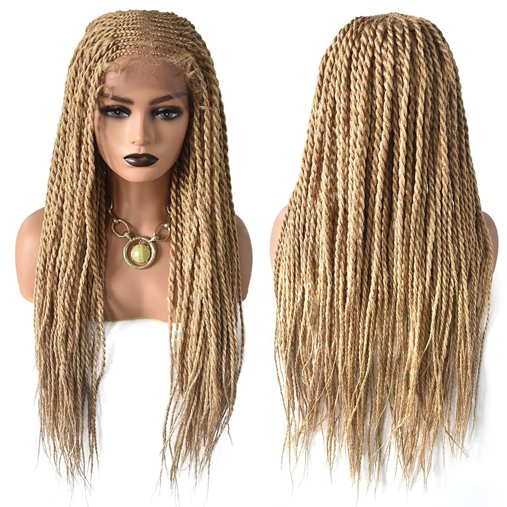 Swiss Lace Front Braided Wigs with Baby Hair For Black