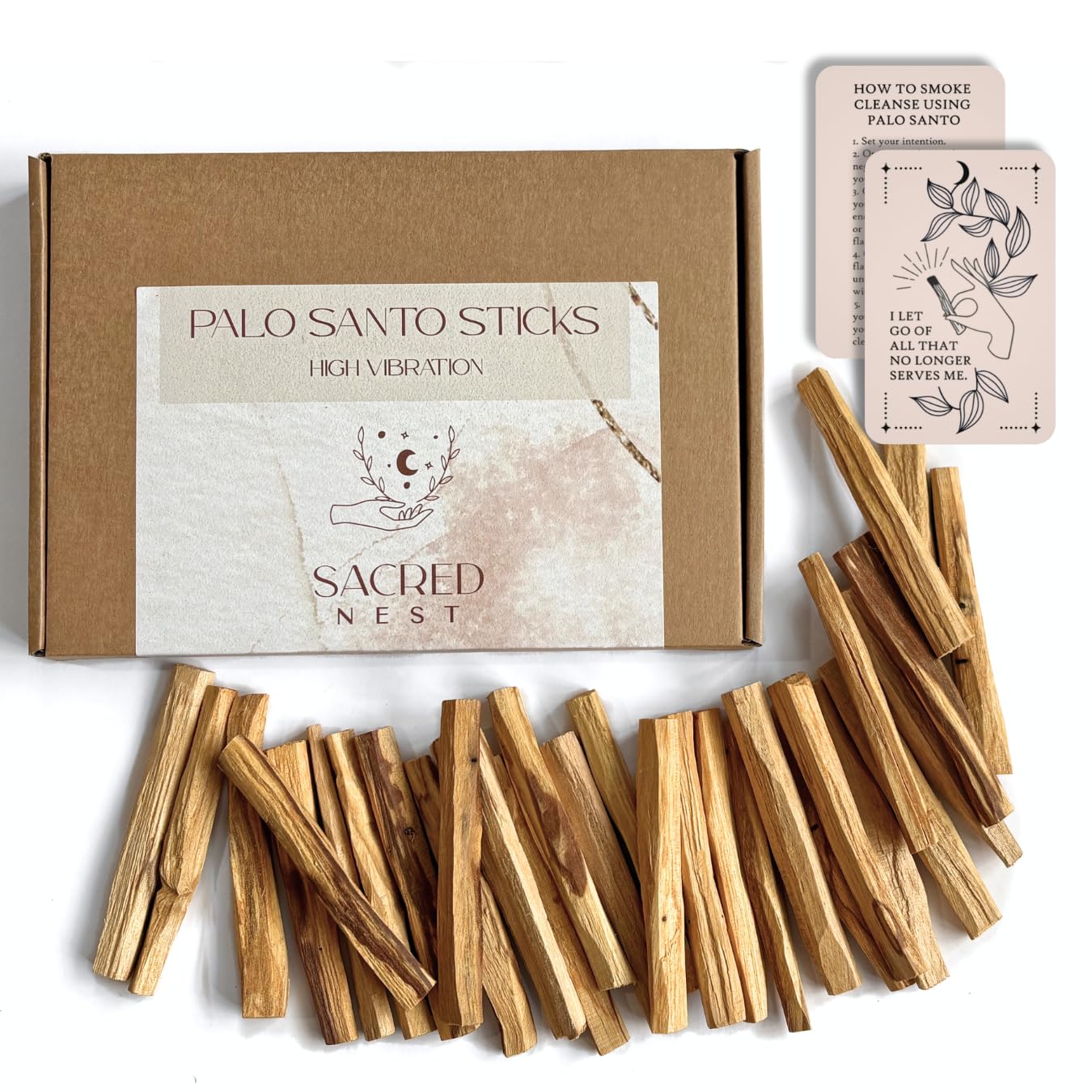 Sacred Nest Palo Santo - Very Thin Fine Sticks - 170g SERFOR Certified Smudging Wood | 30 Thin, High Resin Smudge Sticks - Wild Harvested,Peruvian Smudging Sticks -Energy Cleansing Incense Stick