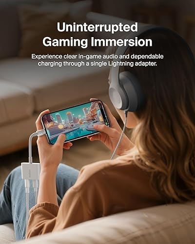 Miniatura 7 de Belkin Cable de audio Lightning a 0.138in + divisor de cargador de audio, adaptador auxiliar 2 en 1 y dongle de carga, compatible con iPhone 13, 12,