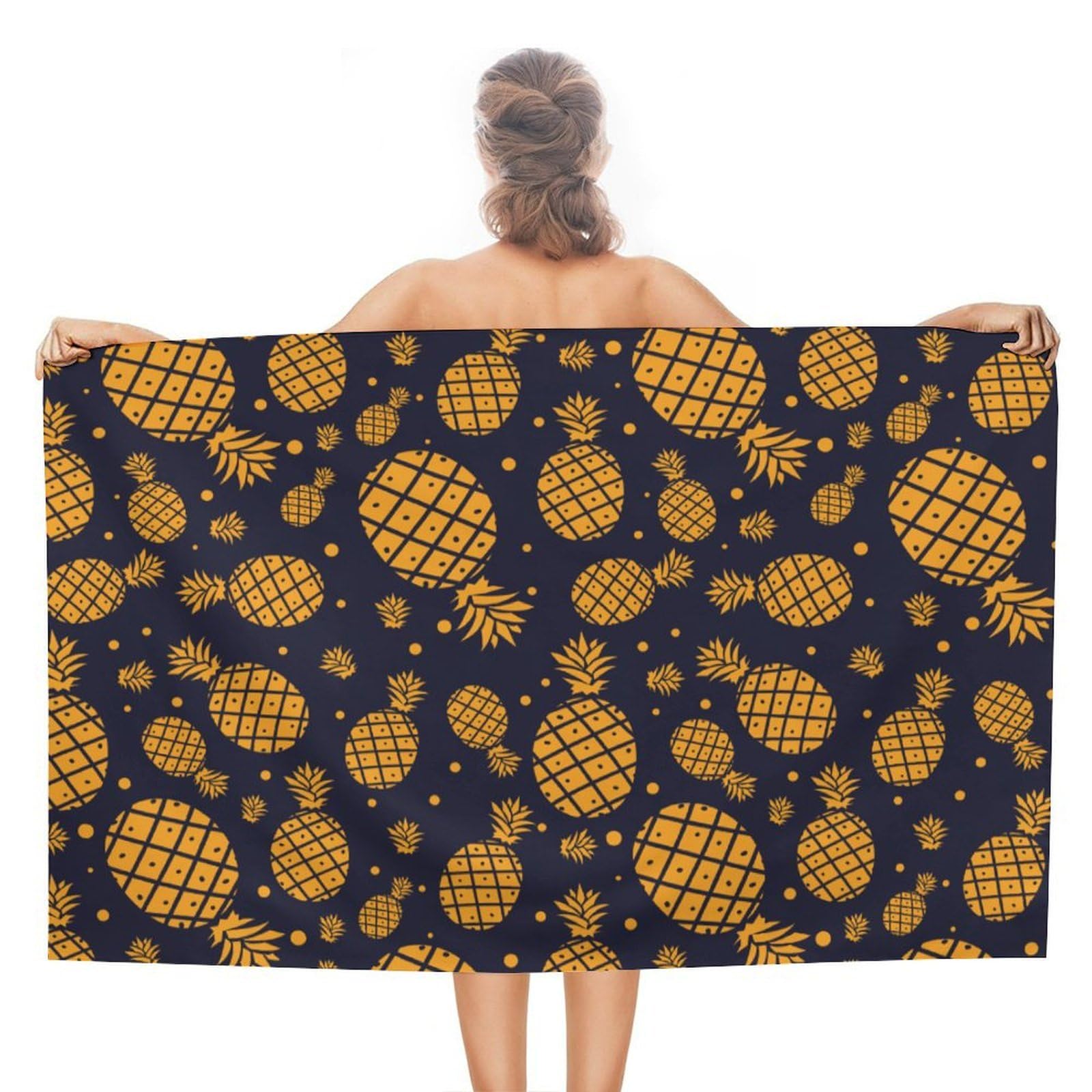 Nclqvjxzkhw Women's Style Pineapple Beach Towel For Adults Lightweight Bath Towels Swim Travel Gym Sports 130×80Cm