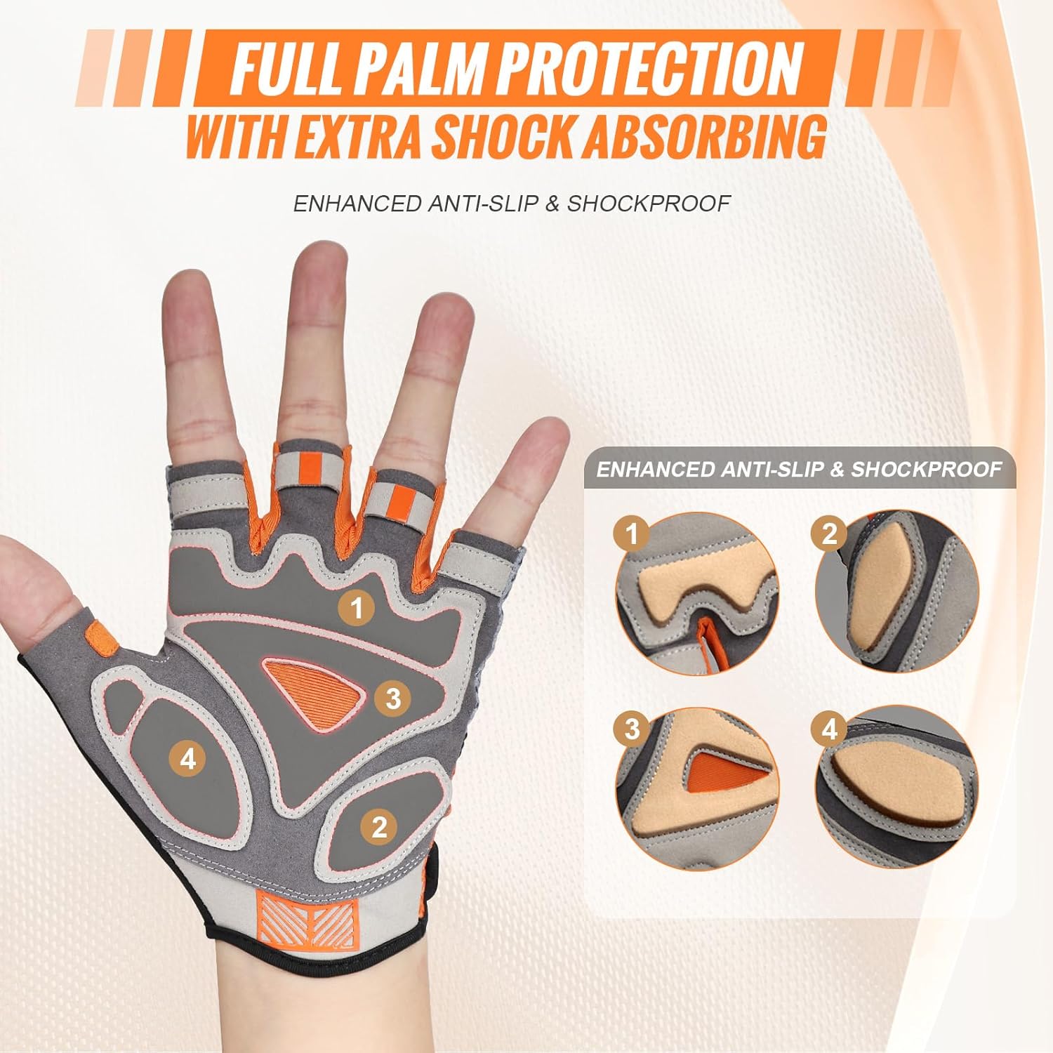 Cycling Gloves Elastic Half Finger Bicycle Gloves Anti-Slip Shock Absorbing Padded MTB/Road Biking Gloves for Men/Women - Image 4