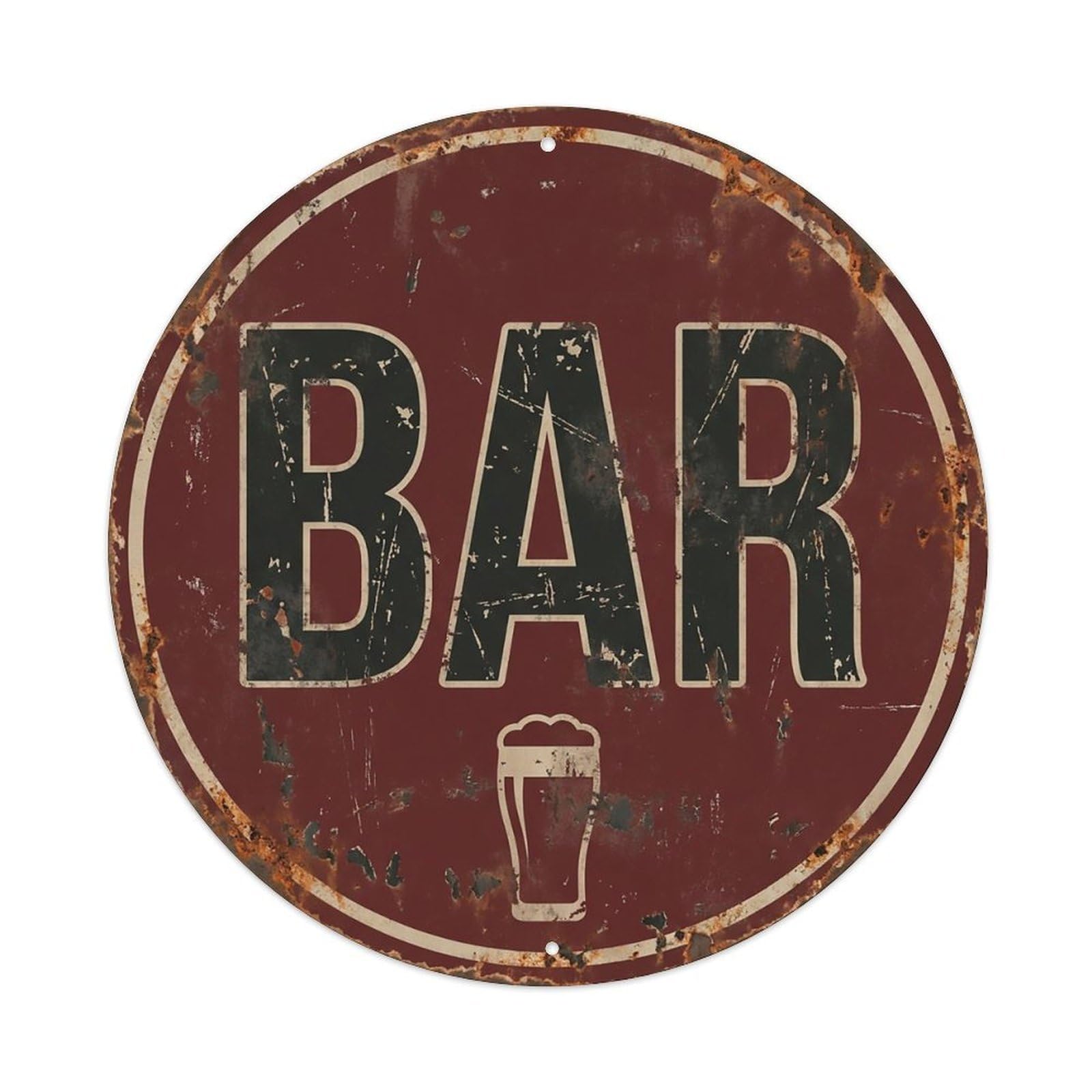 Vintage Beer BAR Maroon Finish Retro for Pub Metal Tin Sign
