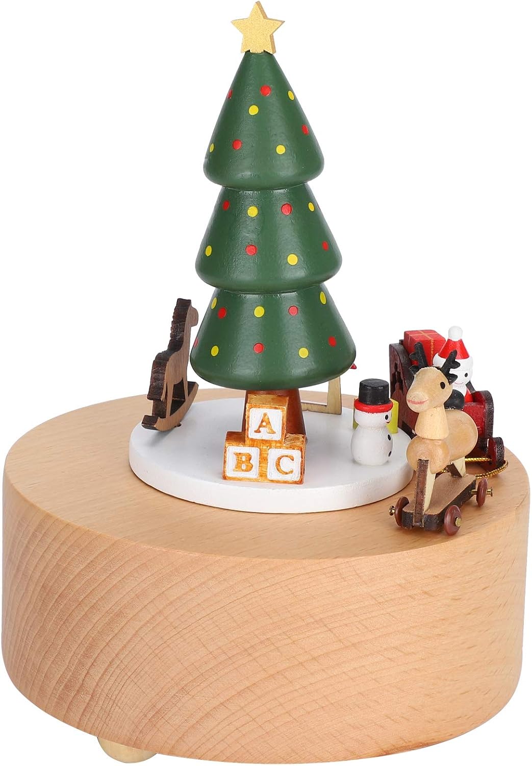 Christmas Wooden Music Box Present Christmas Train Musical Box for Her,Musical Box Smart Castle Toy Birthday Present for Lover Friends and Children，Play Merry Christmas Song