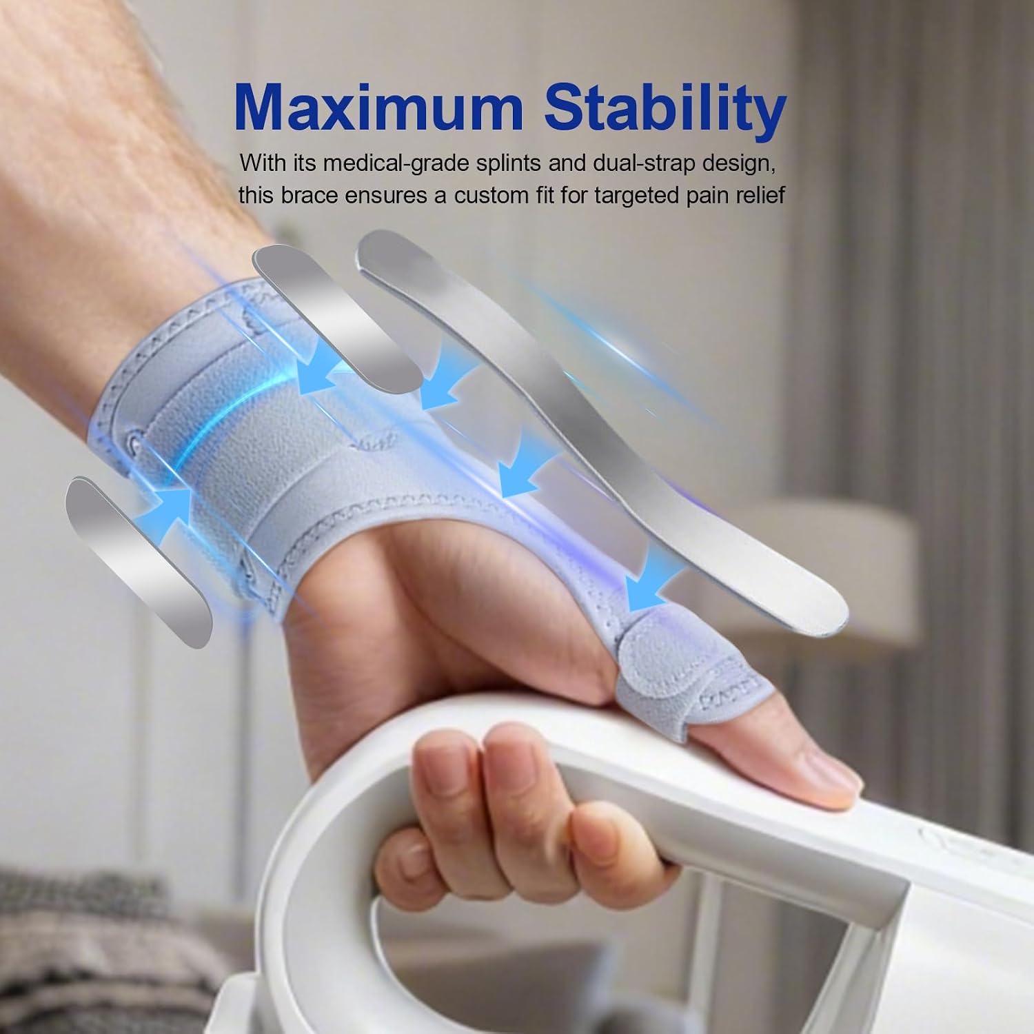 All-around Protection Thumb Brace, Thumb Spica Splint Hand Brace for Right or Left Hand for Arthritis Pain and Support, Open Pressure Regulation Thumb Support for CMC, De Quervain’s Tendonitis, Trigger Thumb (Grey)