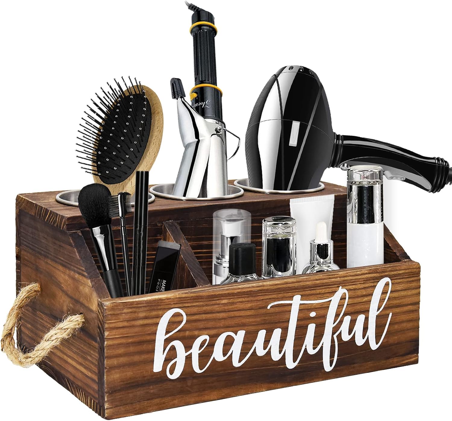 Rustic Wood Hair Dryer Holder, Hair Styling and Care Tool