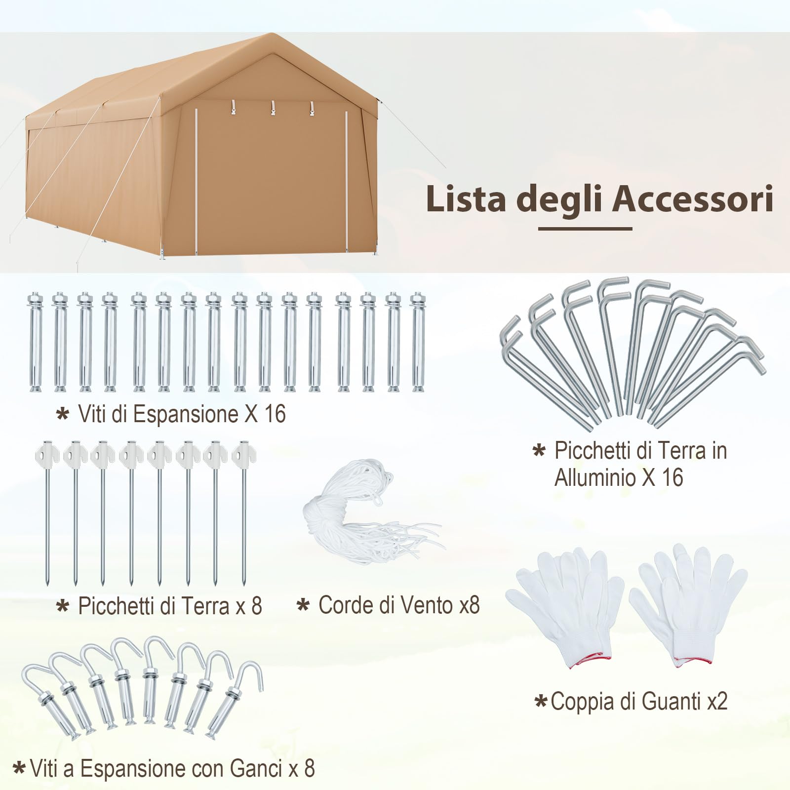 COSTWAY Gazebo Tenda per Posto Auto da Esterno, Carport Tenda Impermeabile in Metallo, Tendone Garage per Auto, Moto, 301 x 600 x 285 cm