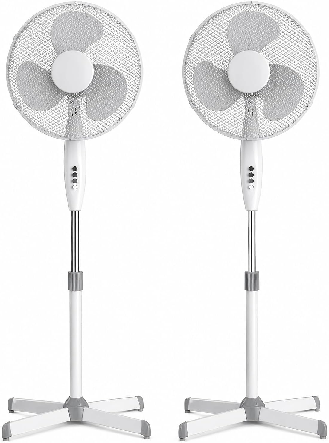 Knight 16" Pedestal Stand Fan | 1.4 Height | 3 Speeds | Oscillating & Tilting Head | Extra Wide Cross Base | Electric Powerful Fan for Home or Office [Energy Class A++] White (2)