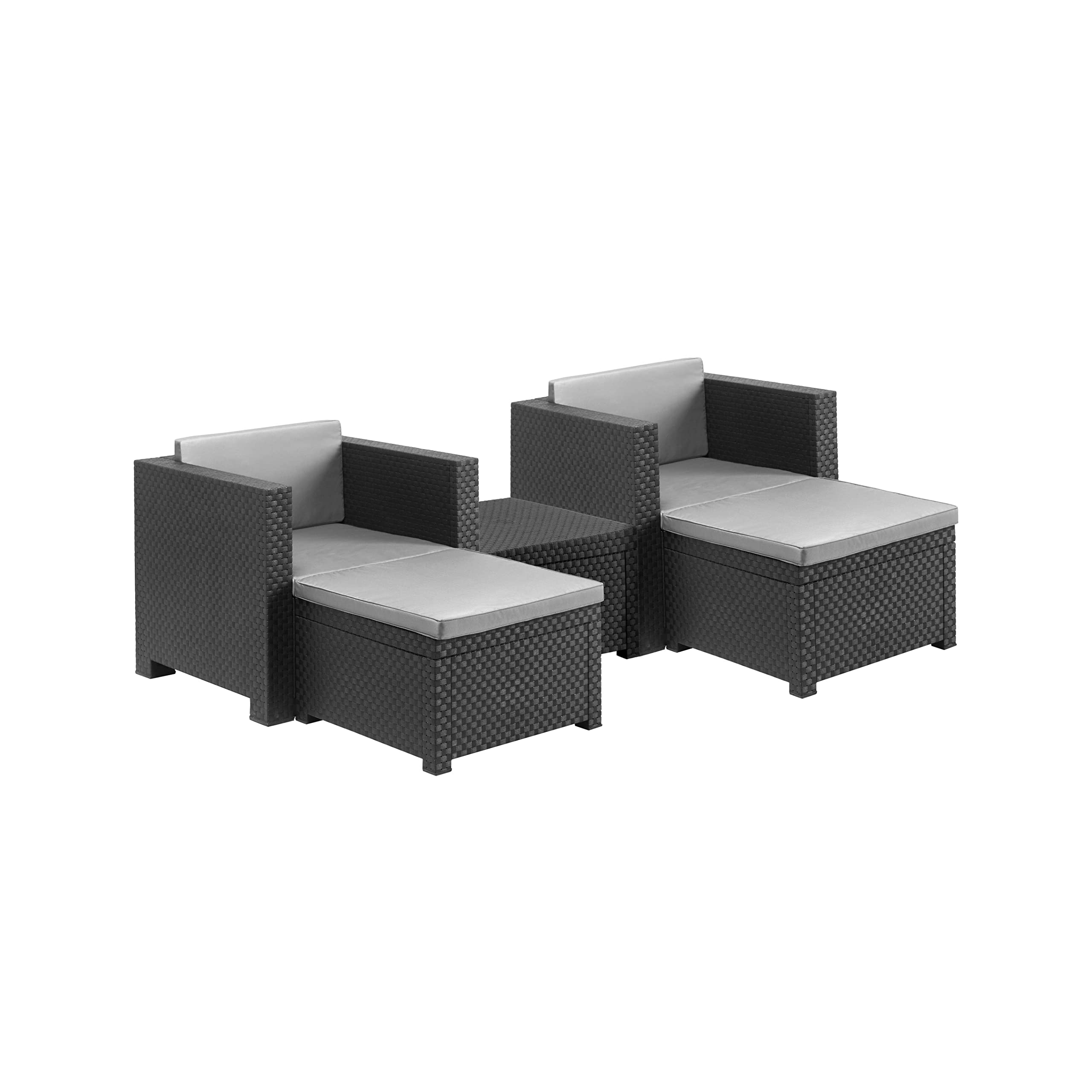 Shaf - Sira | Set Muebles de Salon Exterior - Conjunto Muebles Jardin Exterior 4 Plazas | Fabricado en España con Materiales Reciclados - Color Grafito
