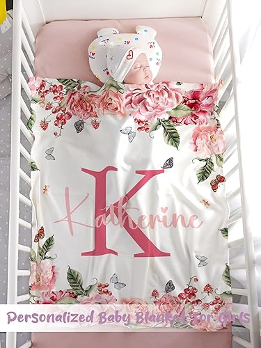 Miniatura 118 de Manta de bebé personalizada para niñas, manta de bebé personalizada con nombre, súper suave, mantas personalizadas con nombre para niños, mantas