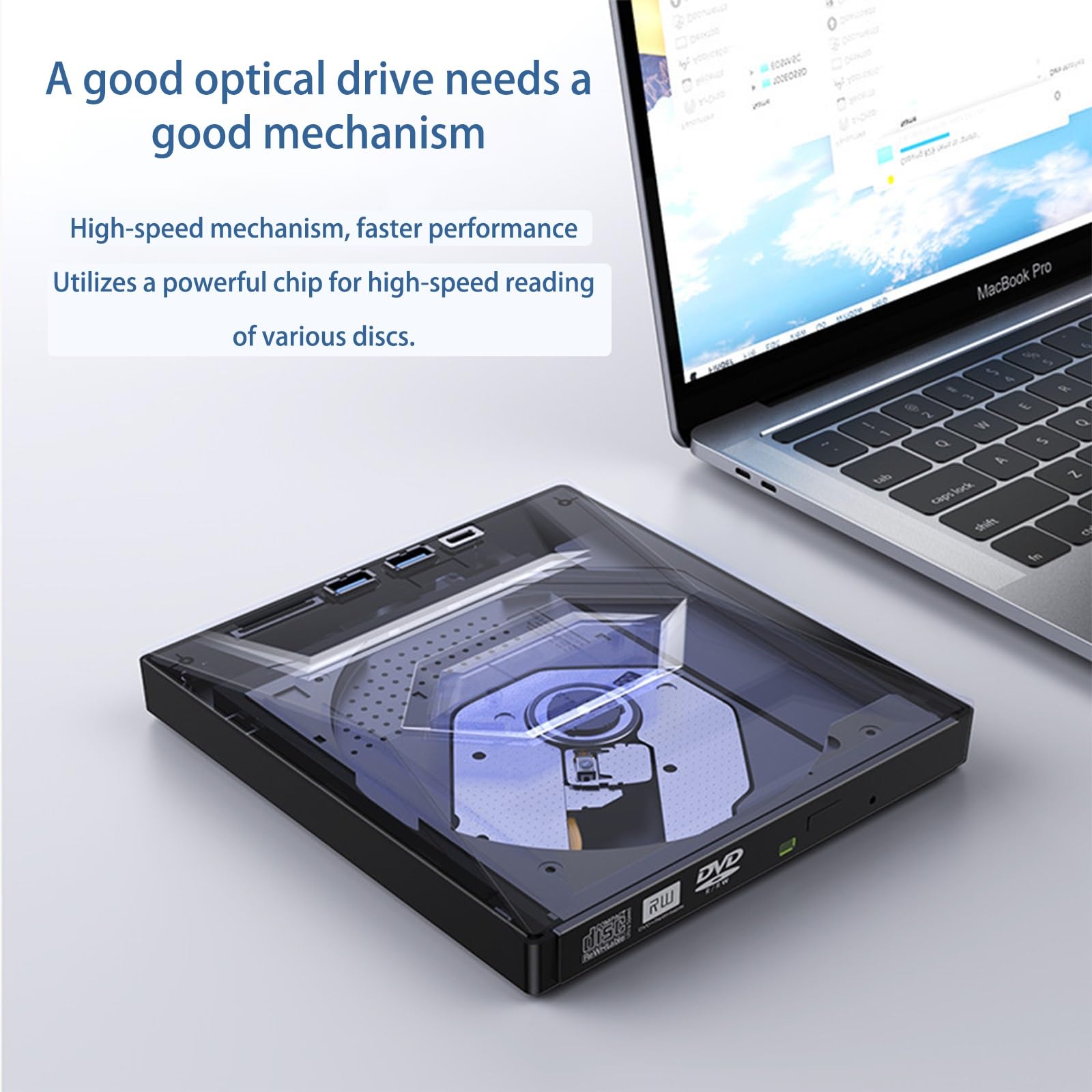 Ultracienki zewnętrzny napęd -ray DVD USB 3.0 i Type-C, nagrywarka optyczna 7 w 1 z czytnikiem kart SD, przenośny odtwarzacz CD/DVD do laptopa, komputera stacjonarnego, komputera PC