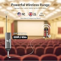 Vista 3 de TONOR Micrófonos Inalámbricos, Micrófono Inalámbrico con Receptor Recargable, Alcance de 200 pies UHF Micrófono Dinámico de Mano Inalámbrico