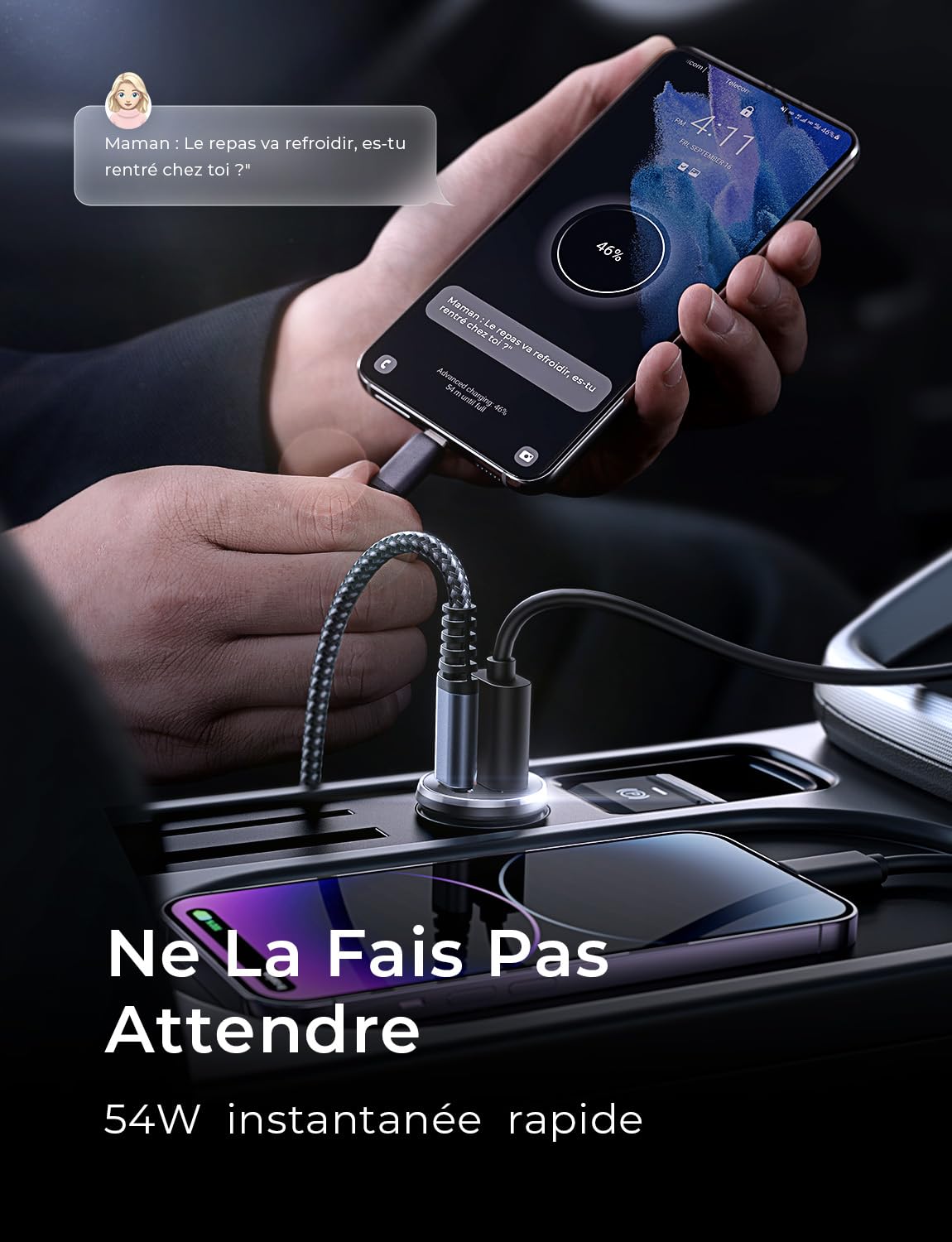 LISEN 54W 2-Pack Allume Cigare USB C, Double Ports Rapide, Chargeur Voiture USB C Sécurisés, Prise Allume Cigare 12V acev iPhone 17 Pro Max Air 16/15 Galaxy S25/S24 iPad Airpods