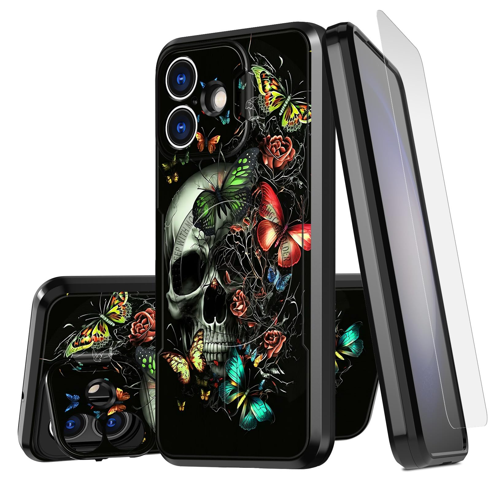 GYSYSQSH for iPhone 16 Case with Screen Protector Adjustable Camera Cover Stand Kickstand & Camera Lens Protection Magnetic Slim Anti-Scratch Phone