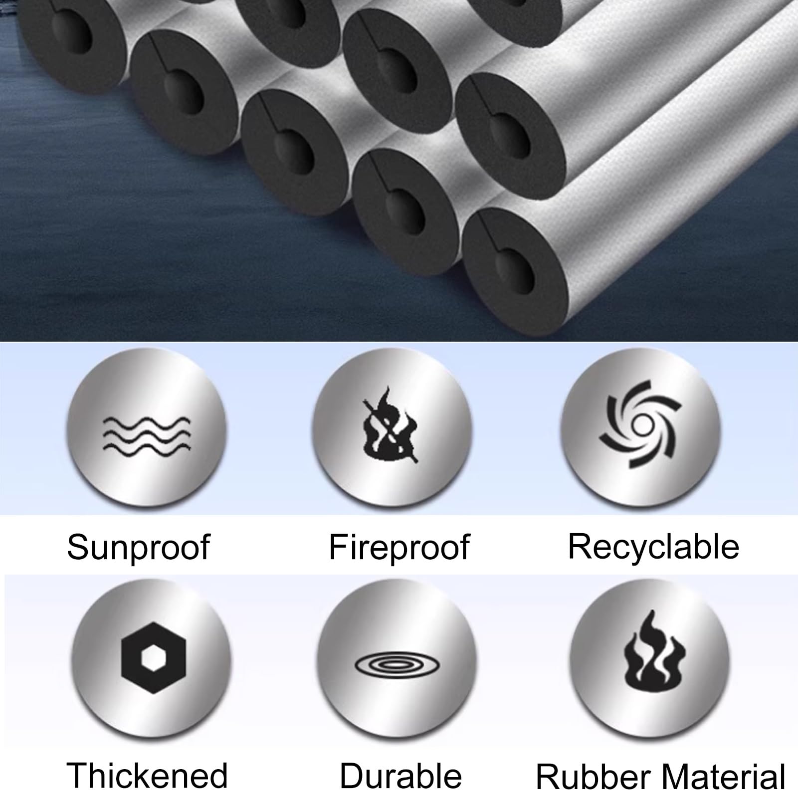 Tubo de Aislamiento de Tubería con Superficie de Papel de Aluminio, Tubo de Espuma Anticongelante, Aislamiento de Goma para Tuberías de Fontanería Interior y Exterior(89mm(3-1/2"))