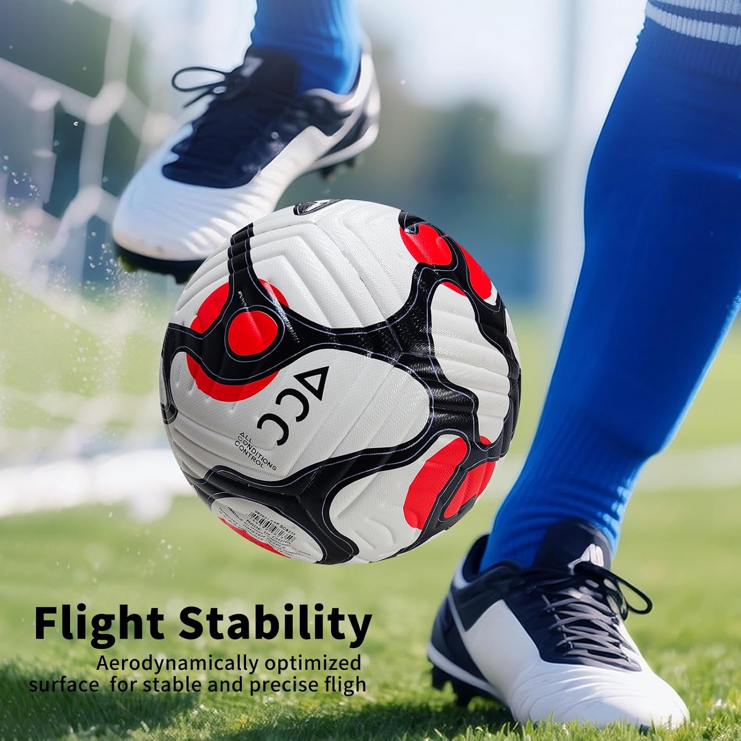 Soccer Ball Size 5 with Pump, Waterproof PU Leather - Professional Training & Official Match Ball, Includes Inflation Needle & Net Storage Bag for Outdoor & Indoor Games - Image 4