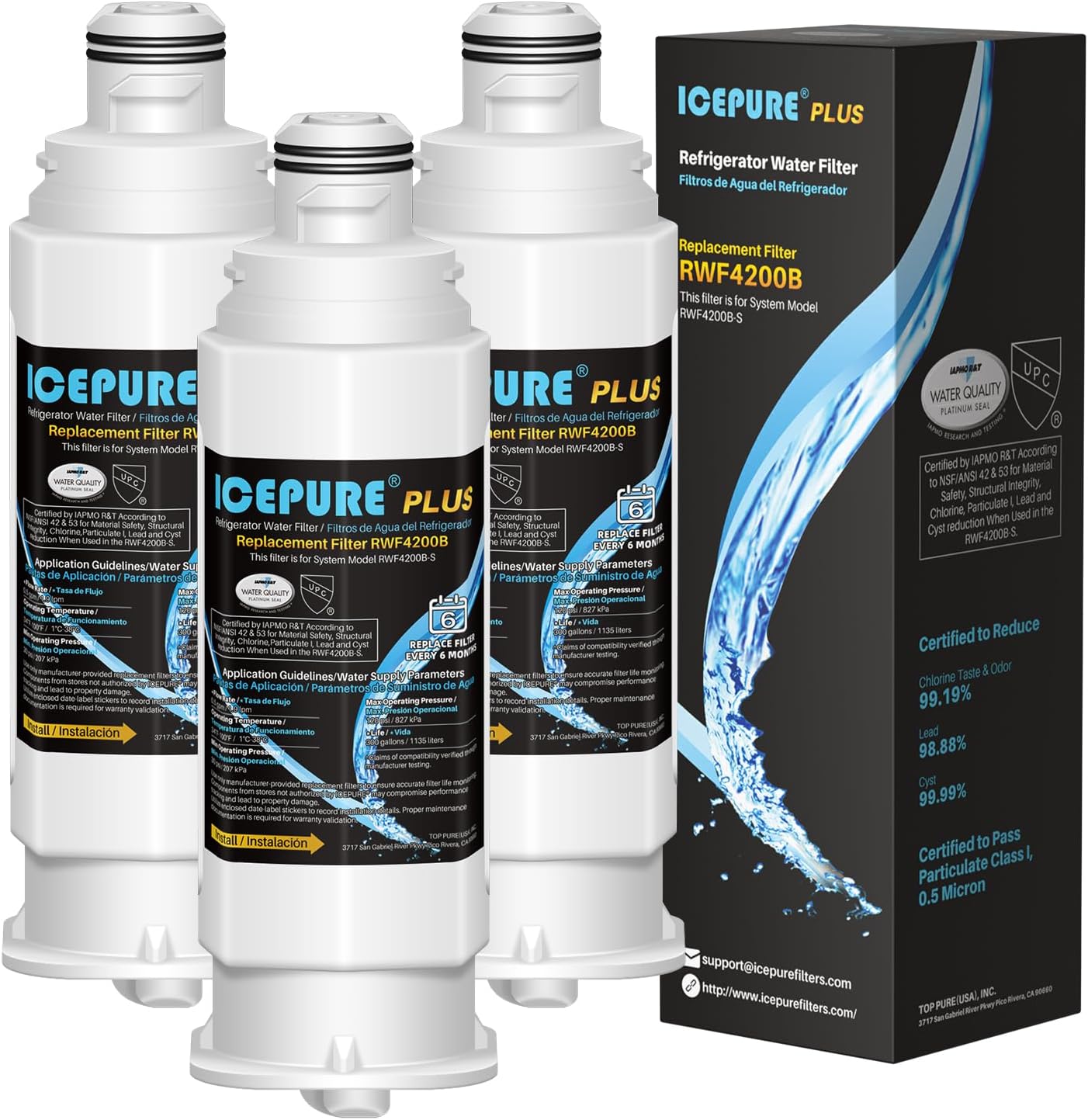 ICEPURE PLUS NSF53 DA97-17376B Replacement for HAF-QIN/EXP, HAF-QIN, DA97-08006C, RF23M8070SG, RF23M8070SR, RF23M8090SG, RF23M8090SR, AQF-DA97-17376B Refrigerator Water Filter, 3PACK
