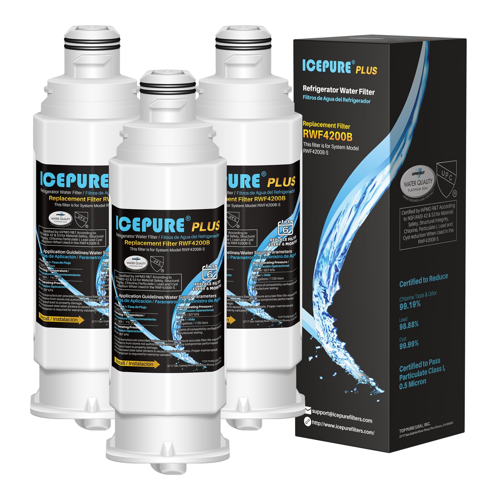 ICEPURE PLUS NSF53 DA97-17376B Replacement for HAF-QIN/EXP, HAF-QIN, DA97-08006C, RF23M8070SG, RF23M8070SR, RF23M8090SG, RF23M8090SR, AQF-DA97-17376B Refrigerator Water Filter, 3PACK