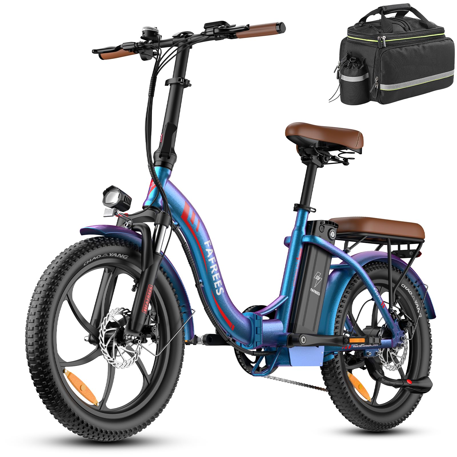 Fafrees Bici Elettrica Pieghevole 36V/20Ah Batteria Rimovibile Bicicletta Elettrica, 20"×3.0 Fat Tire, 7 Velocità, Autonomia di 70-150km Fat Bike Ebike per Adulti, con Schermo LCD