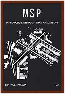 Airport Map Wall Art with Runway Details - Personalized Aviation Gift for Pilots, Travelers, and Aviation Enthusiasts - Custom-Framed Print for Home & Office