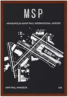 Airport Map Wall Art with Runway Details - Personalized Aviation Gift for Pilots, Travellers, and Aviation Enthiusiasts - Custom-Framed Print Room Decor for Men - USA-Made for Home & Office