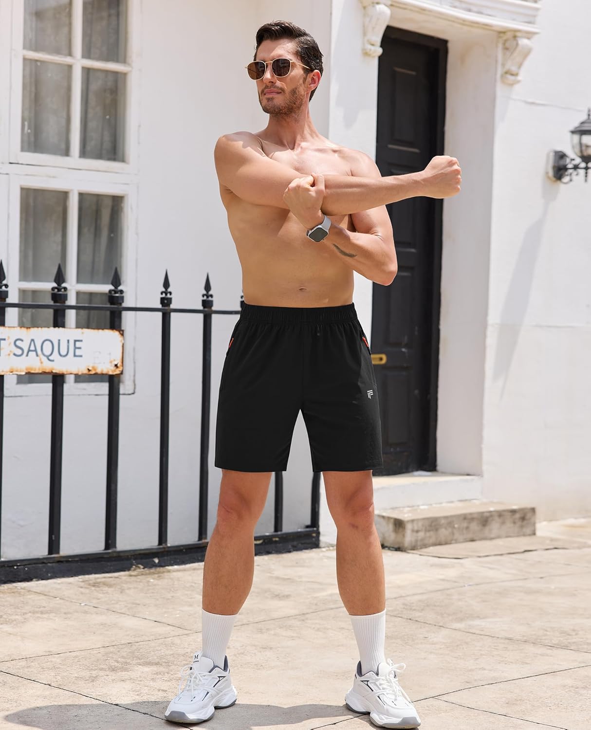 Men's Athletic Running Shorts with Zipper Pockets Quick Dry Drawstring 7" Gym Shorts for Basketball Workout Jogging - Image 5