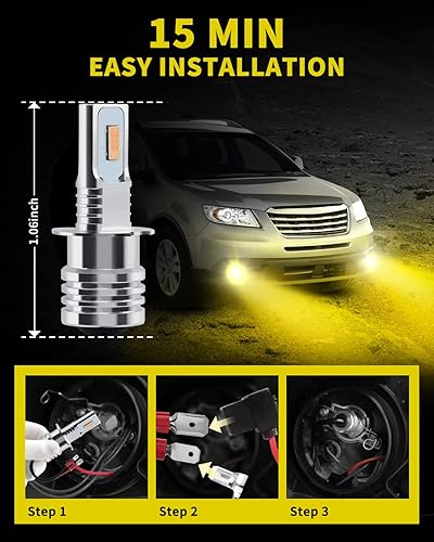 Miniatura 4 de Antline Bombilla LED H3 súper brillante, versión 3570 CSP-Chips LED antiniebla, repuesto DRL (paquete de 2)