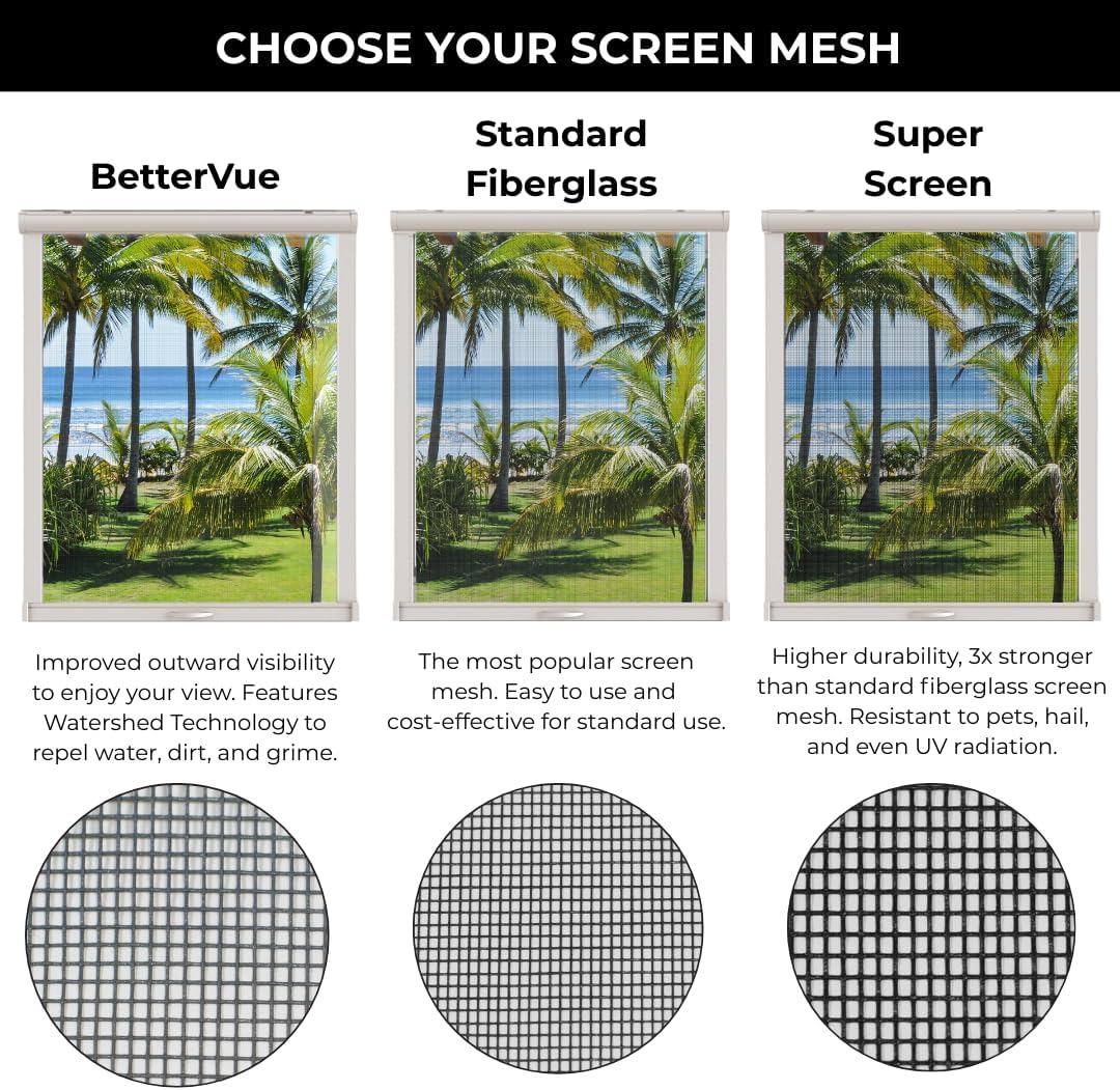 Metro Screenworks Custom Retractable Window Screens - Roll Away Retractable Screen for Single, Double-Hung, & Slider Windows - Easy DIY Installation - White