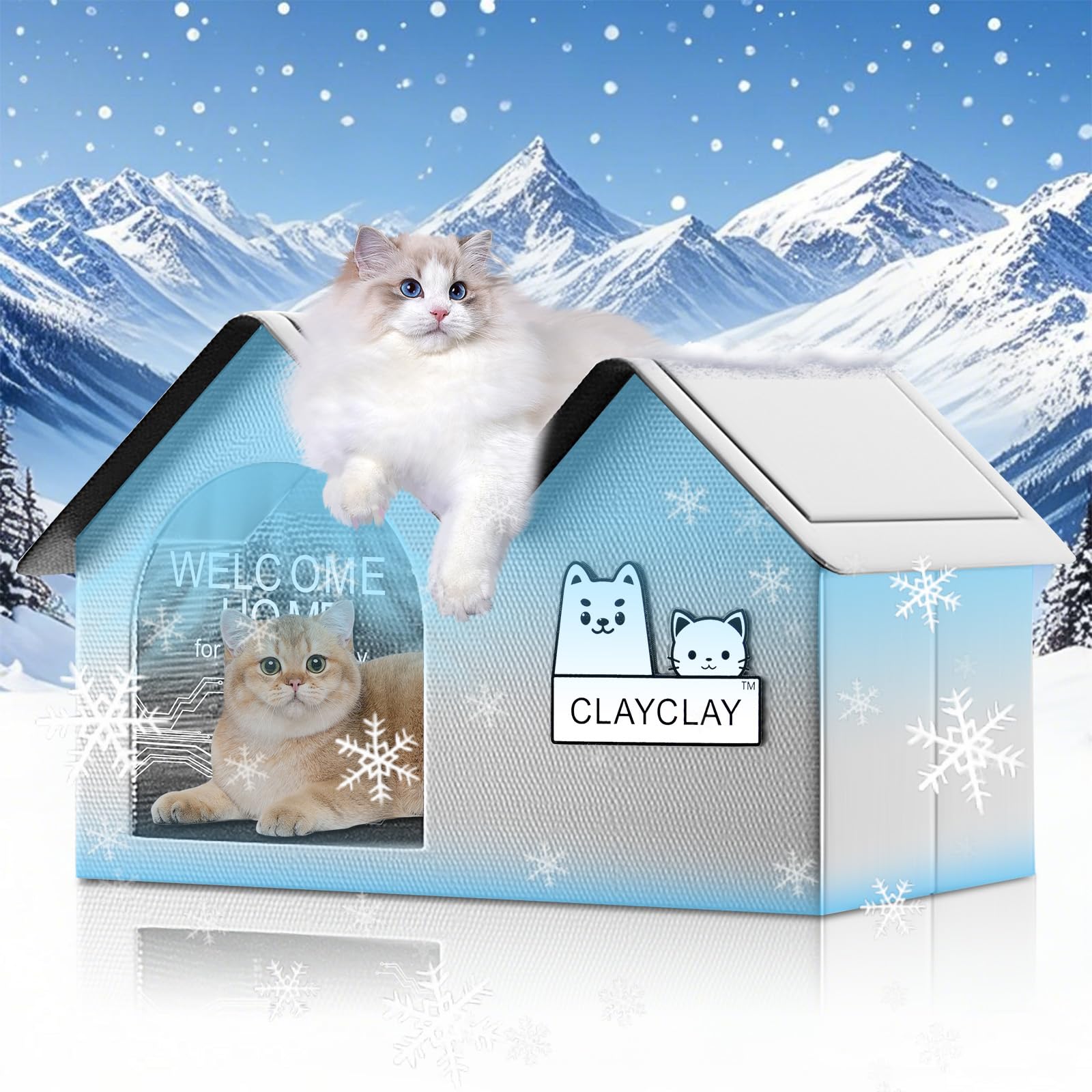 Pet Cooling House with Air Conditioning 10 Ice Packs?Summer Shelter for Indoor Outdoor Feral Cats & Small Dogs with Winter Heating Pad?Suitable for All Seasons