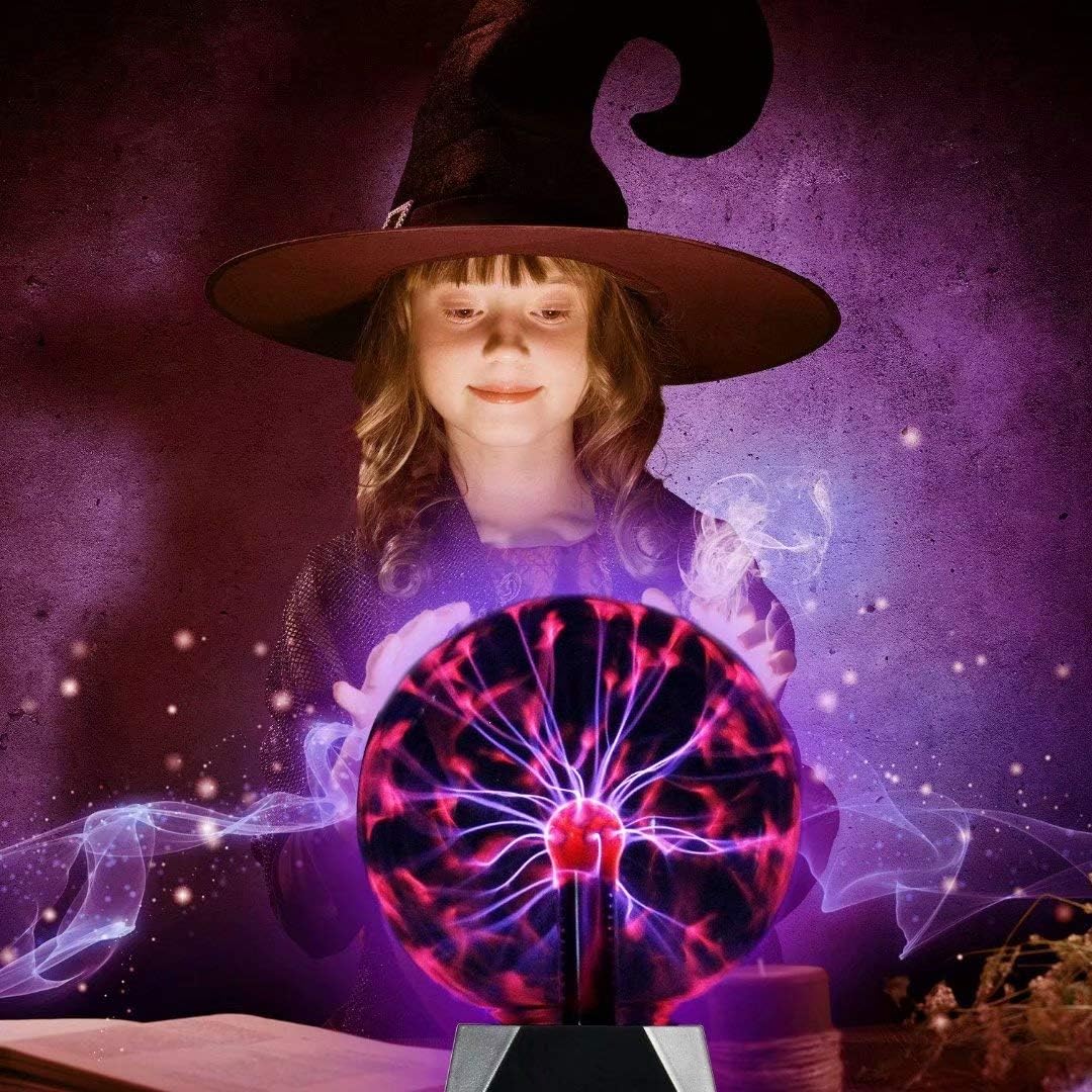 Hooyi 8 Inch Magic Plasma Ball Touch Sound Sensitive Plasma Desk Lamp Light Nebula Sphere Lightning Globe Home Decor Magical Ball electrostatic Flashing Balls Stem Science Nightlight Room Decorations