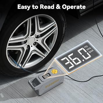 150 PSI Tire Inflator Portable Air Compressor with Digital Pressure, Gray