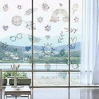 Vista 4 de PLIGREAT 56 calcomanías de ventana de hojas de arco iris, calcomanías estáticas de verano para ventana, a prueba de golpes, calcomanías de alerta