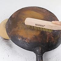 Vista 3 de MAXMAN Cepillo de latón, juego de 2 cepillos de alambre de latón resistente, cepillo de metal, cepillos de alambre para limpiar el óxido con mango