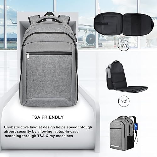Miniatura 5 de Mochila grande para computadora portátil de viaje, mochila antirrobo para hombres y mujeres para viajes, mochila de transporte, Gris, Mochilas para