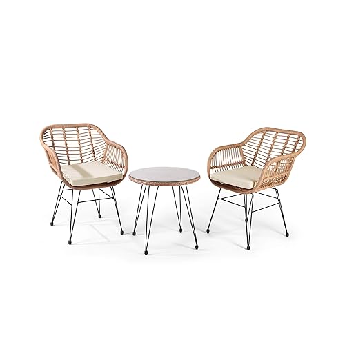 WestinTrends 3 Pc Set Furniture Wicker Rattan Patio Conversation Seating