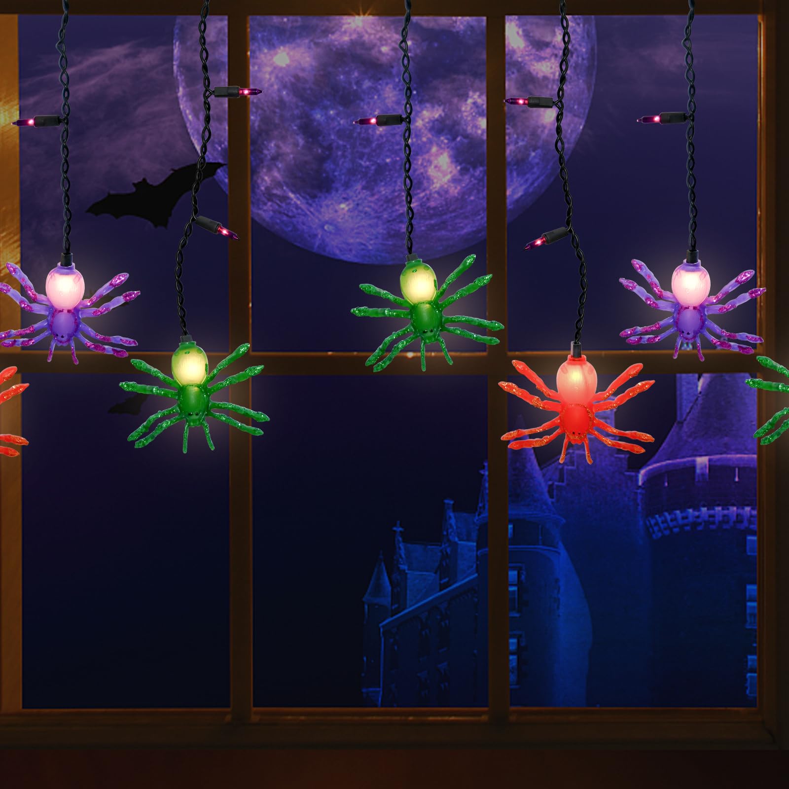 Drying Rack Halloween Spider String Lights - 7FT With 10 Colorful ...