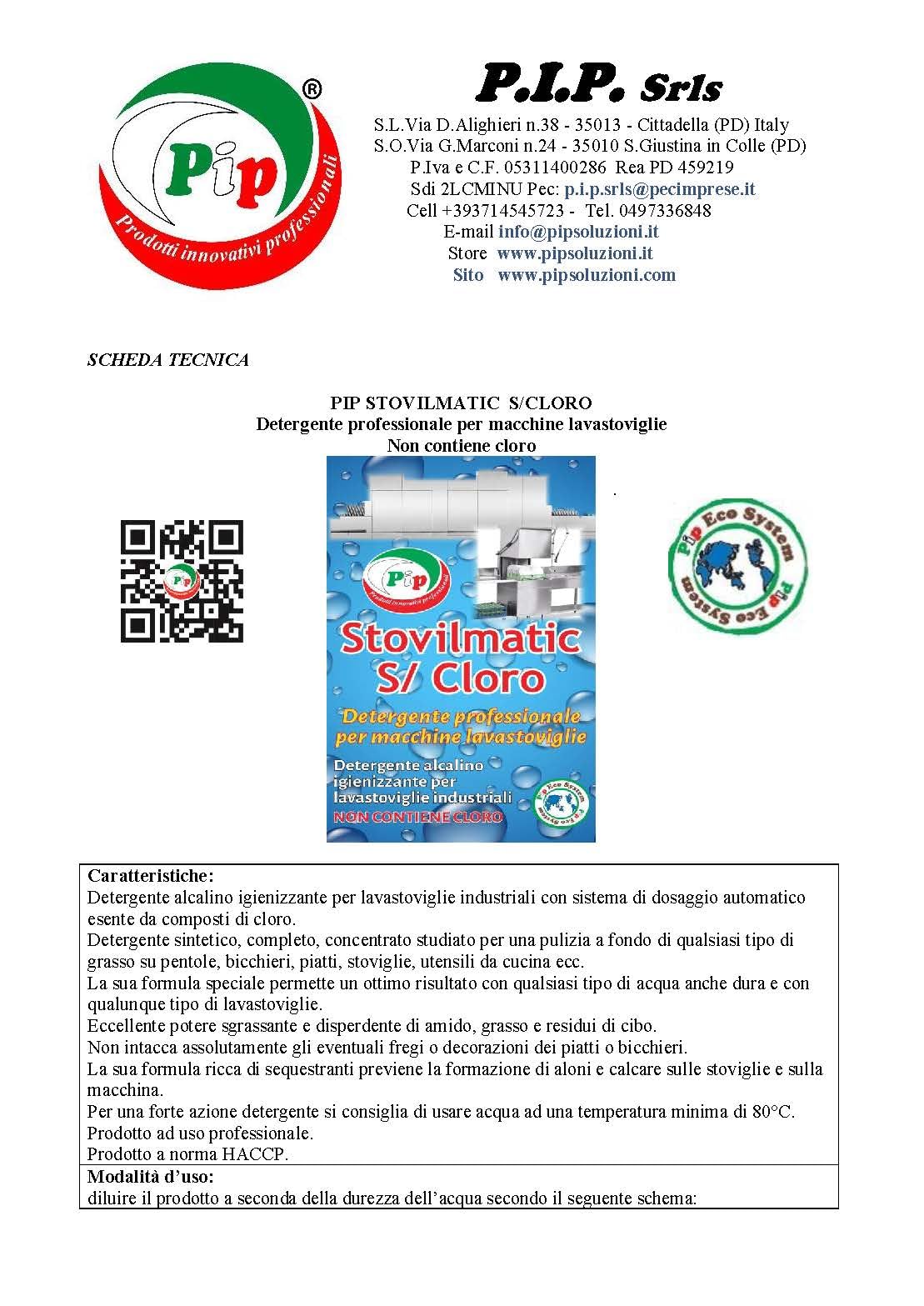 PIP Detergente Lavastoviglie Professionale Stovilmatic, Detersivo Stoviglie Industriale, Lavapiatti, Bicchieri, Pentole, Disincrostante, Anticalcare, Senza Cloro, Tanica UN LT.5, set 2 pezzi Kg.12