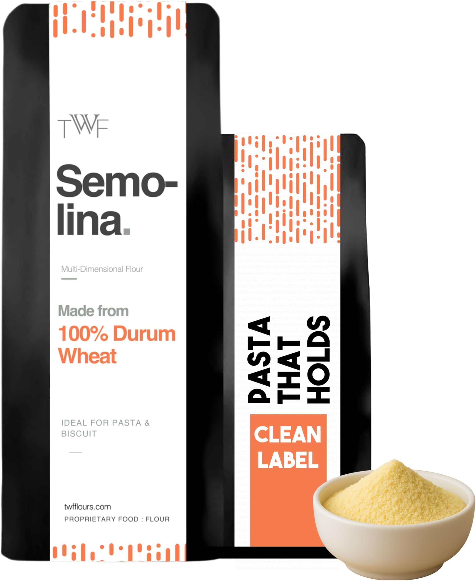TWF Durum Wheat Semolina Flour | 1 Kg | Sooji | Golden Yellow | For Pizza Dusting, Pasta (All Kinds), Gnocchi and Biscuits