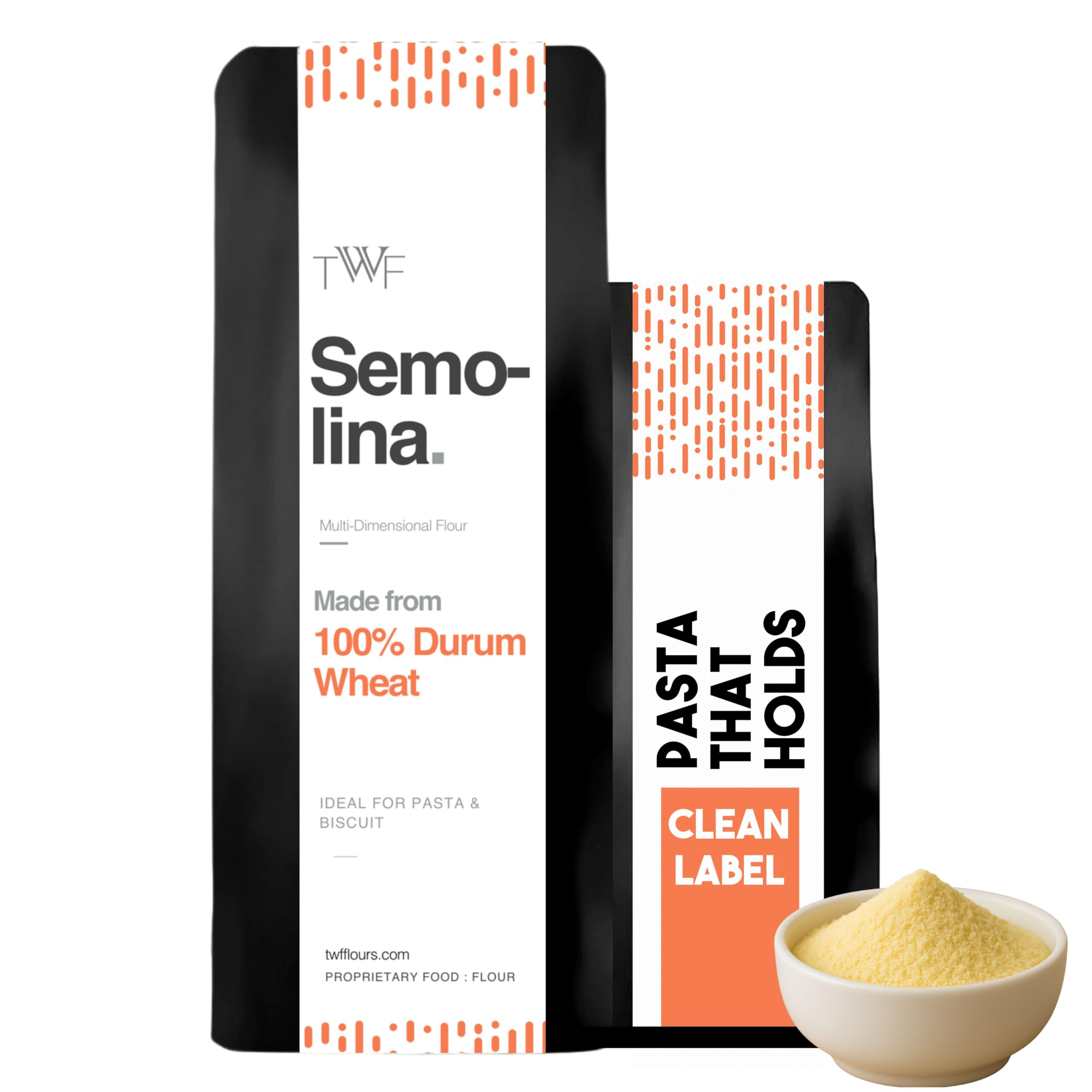 TWF Durum Wheat Semolina Flour | 1 Kg | Sooji | Golden Yellow | For Pizza Dusting, Pasta (All Kinds), Gnocchi and Biscuits