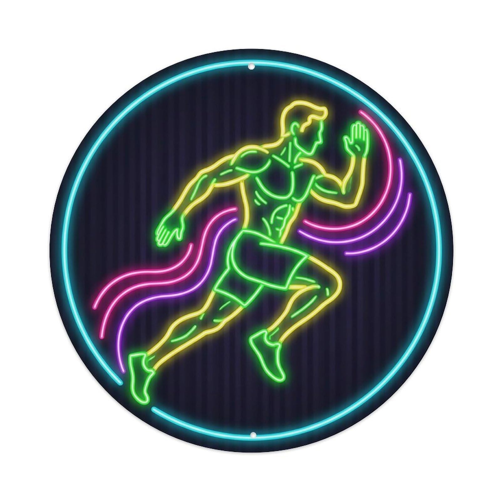 Vintage Faux Neon Gym Retro Bodybuilding Refined Metal Tin Sign