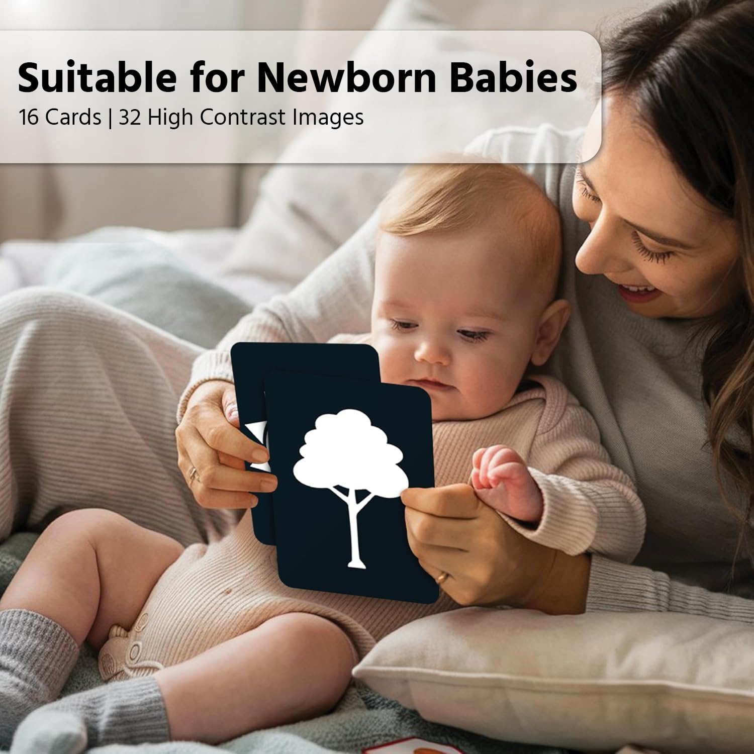 Busy Bubb - High Contrast Flash Cards for Kids | 32 Objects for Visual Stimulation, Cognitive & Sensory Development of 0-6 Month Old Infants 1