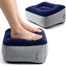 Inflatable Foot Rest Pillow, Airplane Footrest Inflatable, Portable Travel Foot Elevator for Airplane, Airplane Inflatable Foot Rest, Lightweight Foot Stool for Economy Class, Grey, Upgrade Version