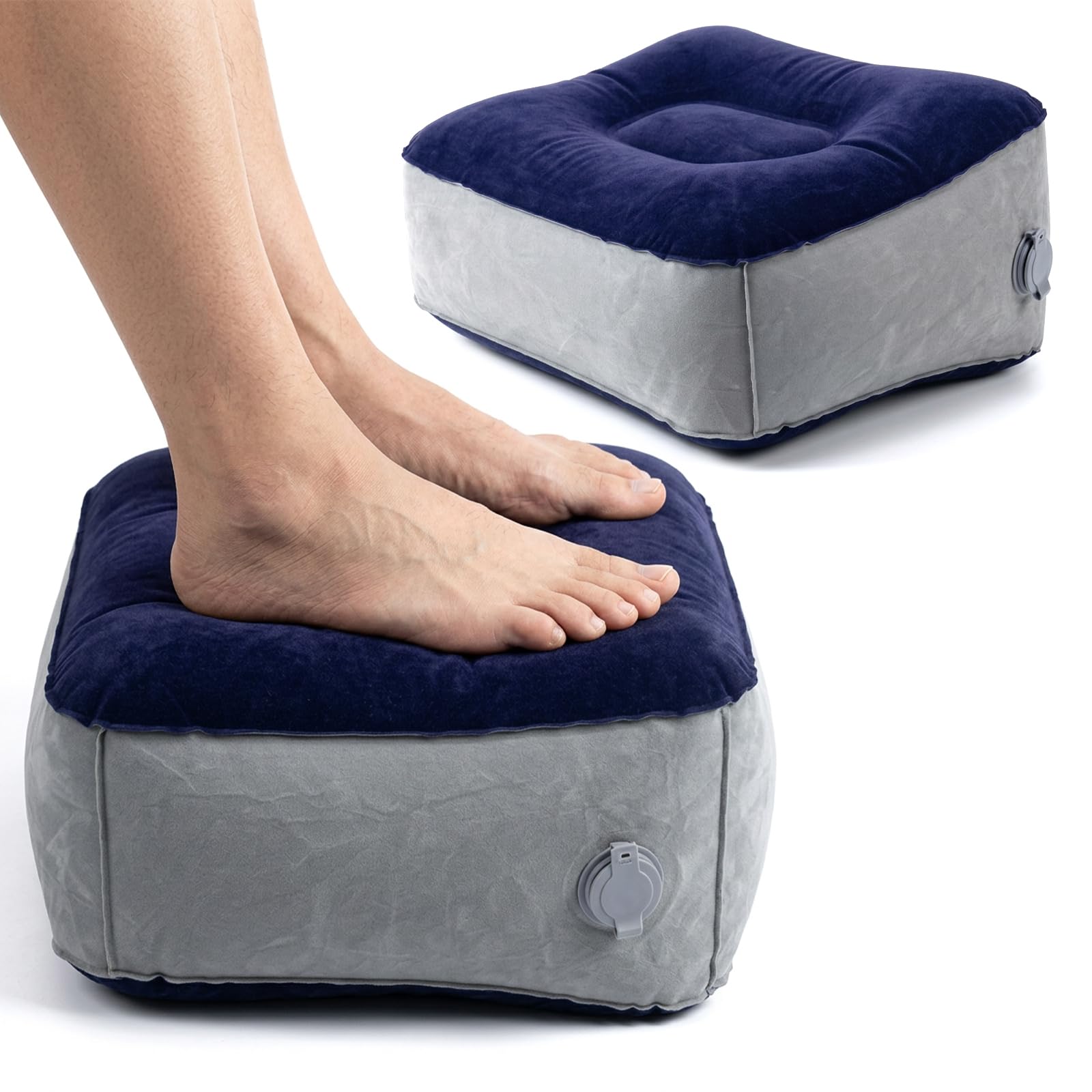 Inflatable Foot Rest for Travel, Inflatable Foot Rest Pillow, Portable Travel Foot Elevator for Aeroplane, Lightweight Foot Stool for Economy Class, Grey, Upgrade Version