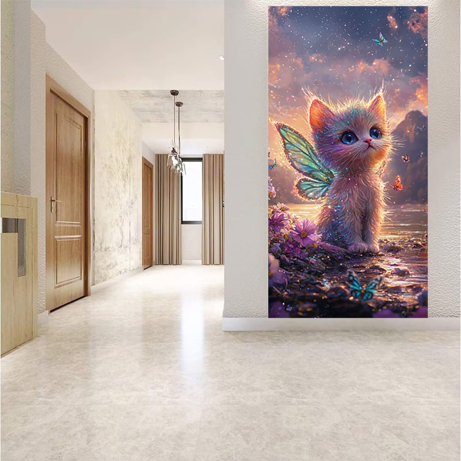 Diament Malarstwo Motyl 5D Diamentowe Rysunek, DIY Diament Malarstwo Dorośli Kot Diamentowy Zestaw DIY Dzieci Kryształ Prezent Na Ścianę Domu 100x200cm J0P1221