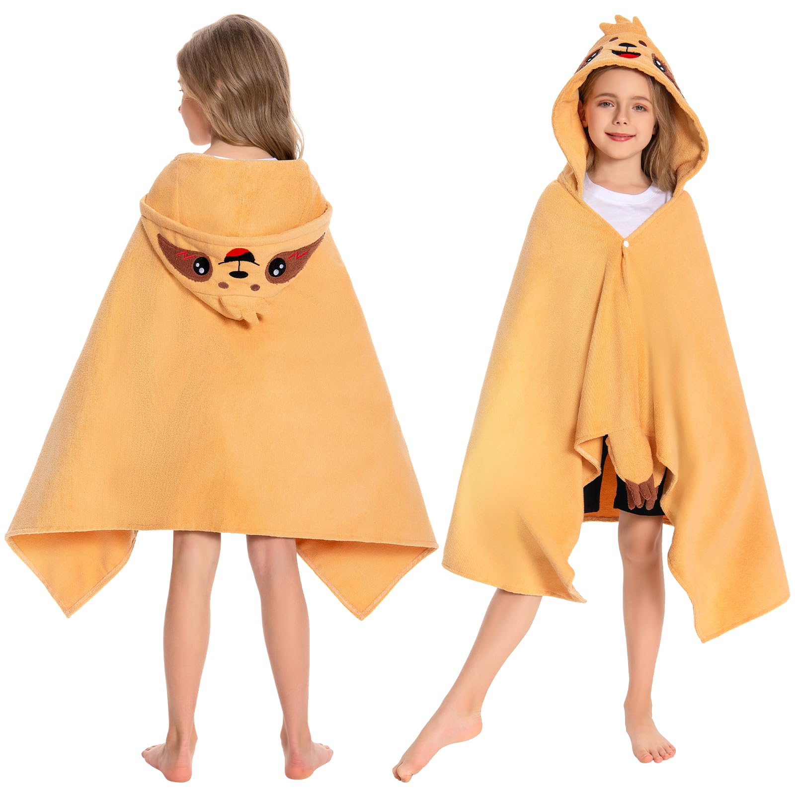 Badeponcho Für Kinder | Mikrofaser Mit Kapuze - 120x60cm, Dinosaurier-Muster | Für Strand & Schwimmbad