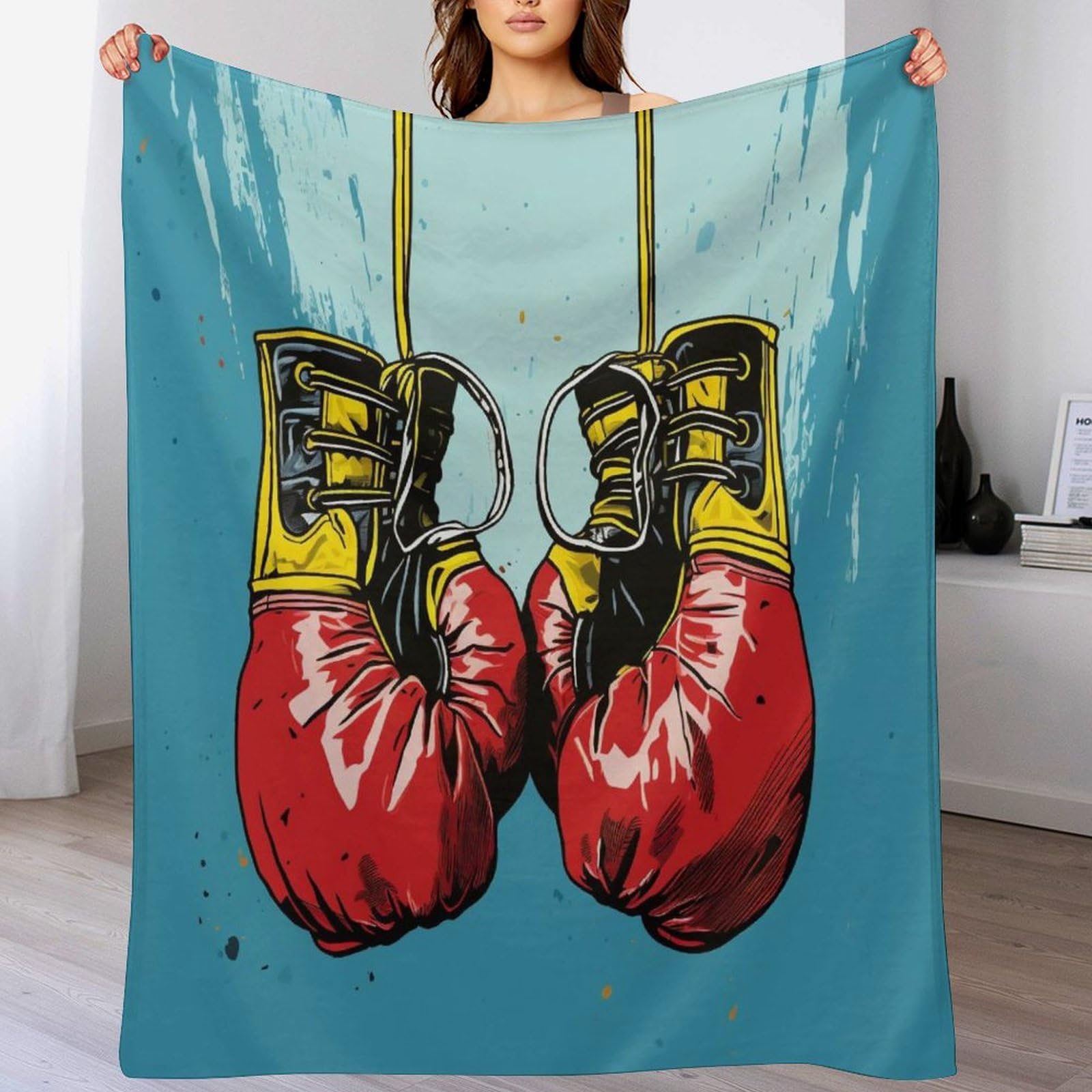 Plaid en flanelle molleton chaud 100x130cm motif Boxing