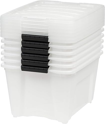 Vista 220 de IRIS USA - Caja de almacenamiento de plástico de 19 cuartos de galón con tapa y pestillos – Paquete de 4 – sin BPA, solución de organización