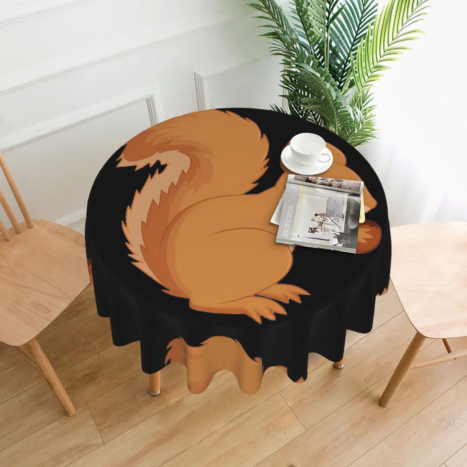 WHJSSF cartoon squirrel Prints Round Decorative Tablecloth 60in - Elevate Your Dining Experience with a Stylish & Protective Table Throw