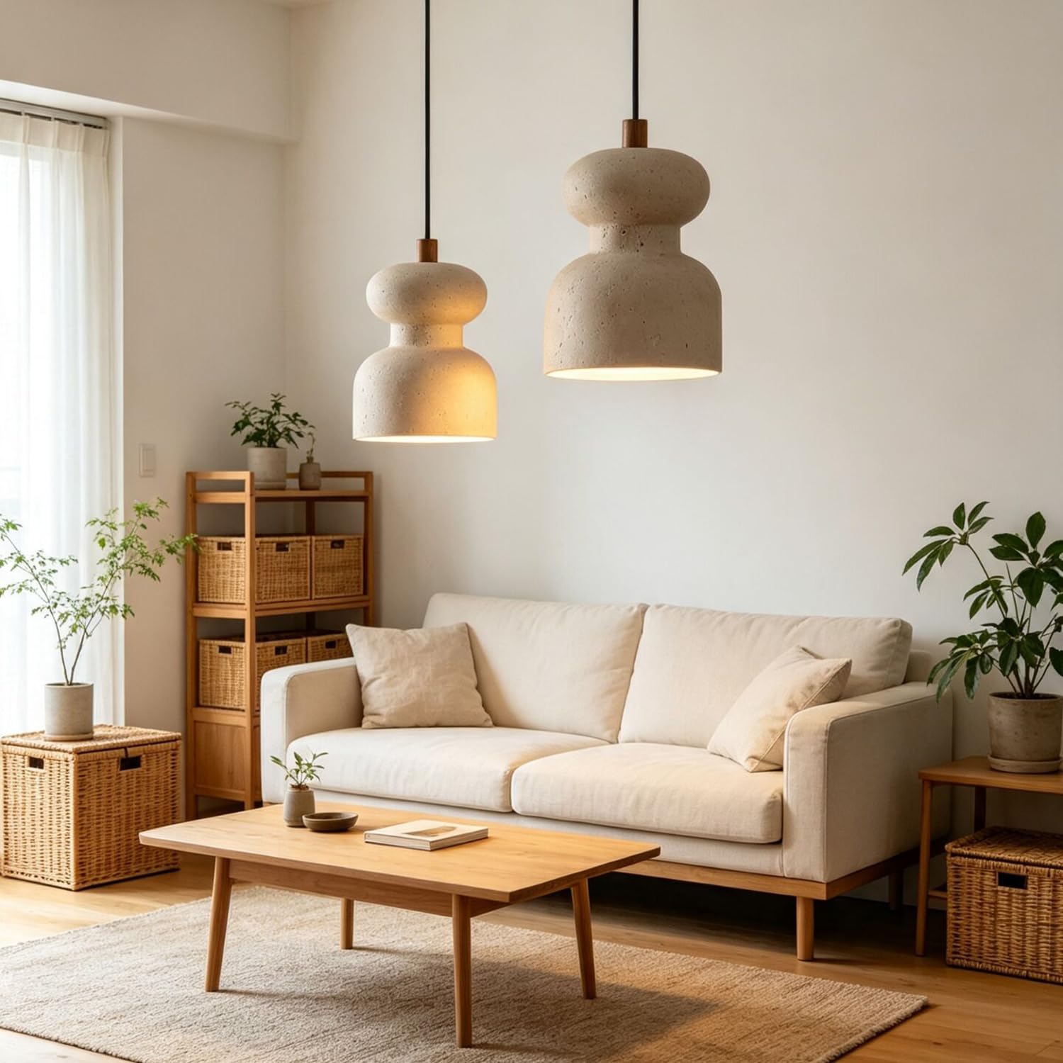 Lampada a sospensione in travertino Lampadario a soffitto a